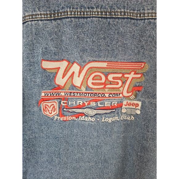 Port Authority Denim Jacket Crysler Jeep West Motorco Automobilia Size M - Picture 5 of 9